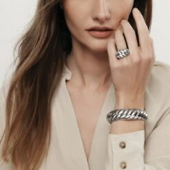 Athena Scalloped Hinged Bangle -Brighton athena scalloped hinged bangle silver 4