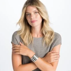 Christo Tokyo Wide Cuff Bracelet Set -Brighton christo tokyo wide cuff bracelet set silver black sparkle 4