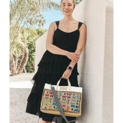 Happy Wings East West Burlap Tote -Brighton happy wings east west burlap tote multi 5