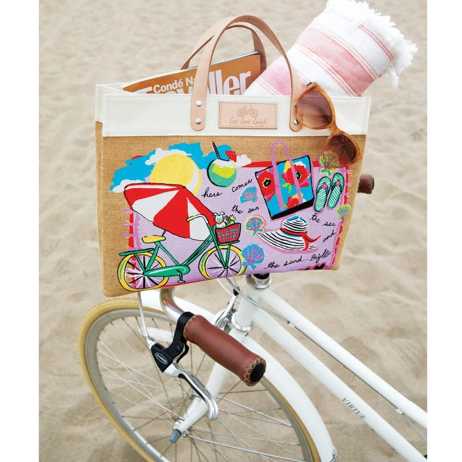 Life Is A Beach East West Burlap Tote 4 Life Is A Beach East West Burlap Tote - Image 4