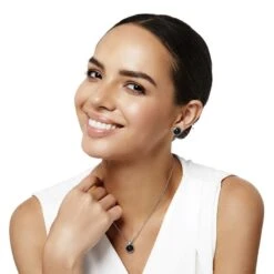 Pebble Dot Onyx Short Necklace -Brighton pebble dot onyx short necklace silver black 2