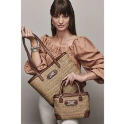 Tara Straw Tote -Brighton tara straw tote natural bourbon 3